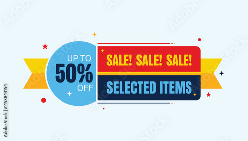 Super sale banner, Sale banner promotion template design with Yellow and red background.