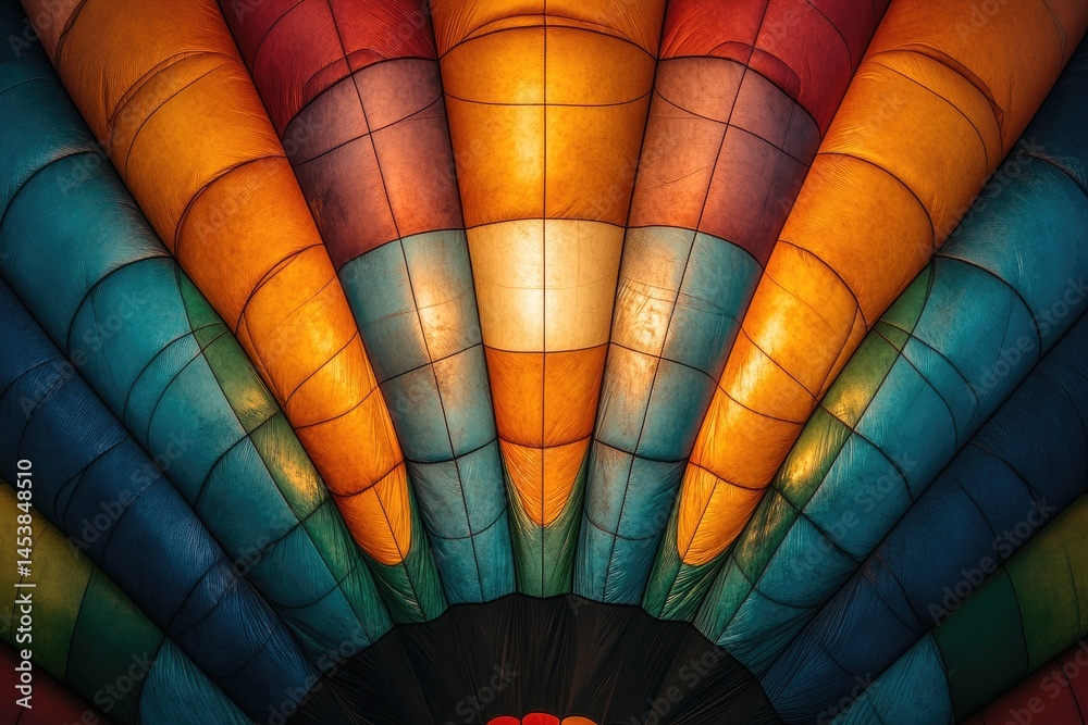Fototapeta premium Colorful hot air balloon fabric pattern from below.
