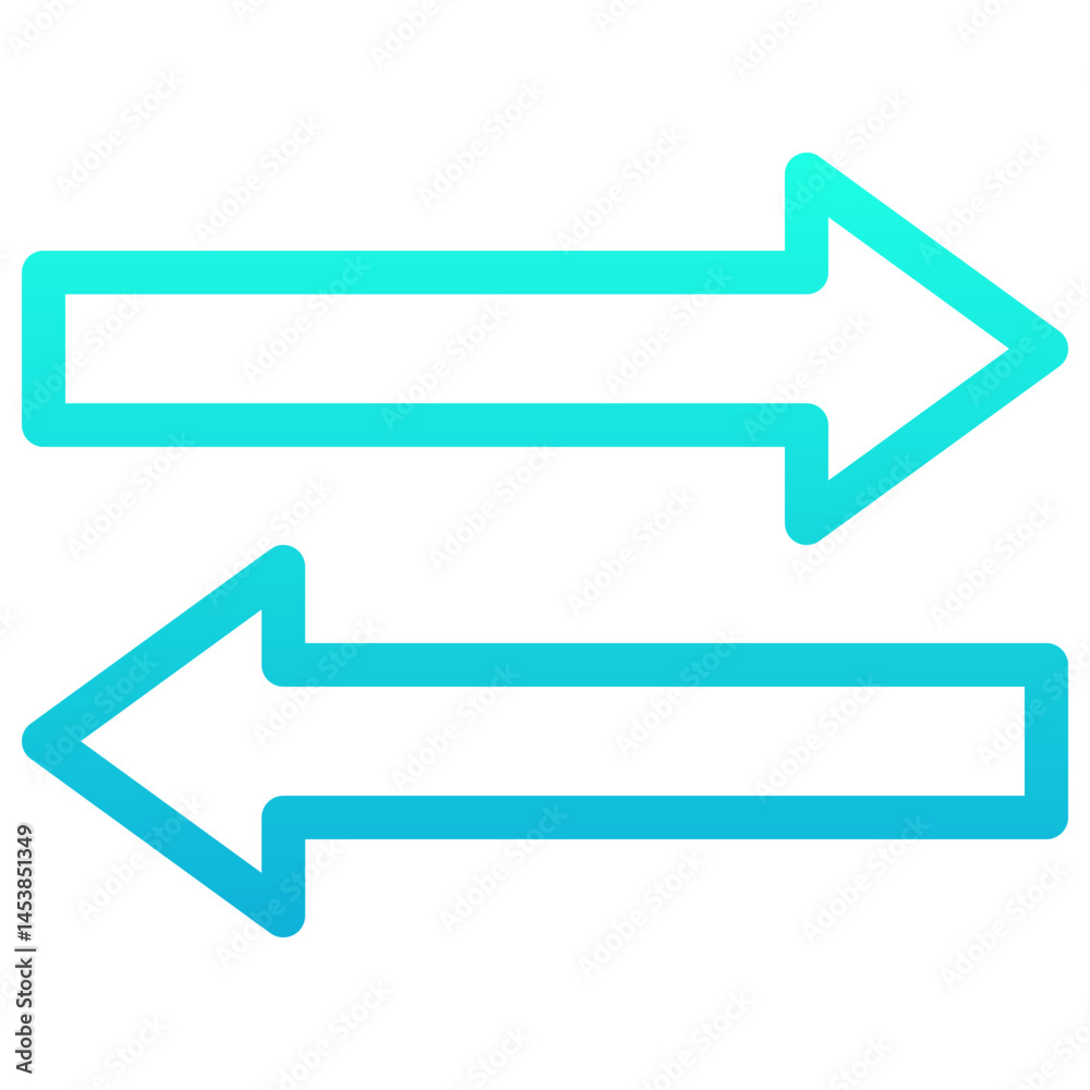 Right And Left Arrow Vector Icon, Lineal Gradient Style Isolated Vector Icon. Right And Left Arrow Vector Icon, Lineal Gradient Style Isolated Vector Icon.