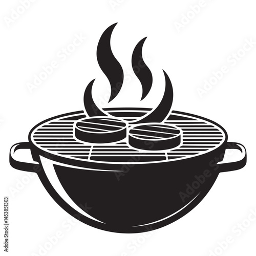 Grill. Vector. Isolated. Vector Black silhouettes. with white background