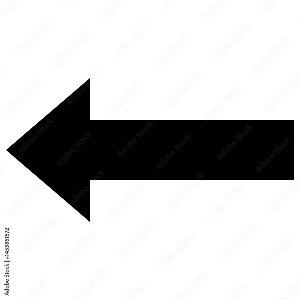Left Arrow Vector Icon, Silhouette Style Isolated Vector Icon. Left Arrow Vector Icon, Silhouette Style Isolated Vector Icon.