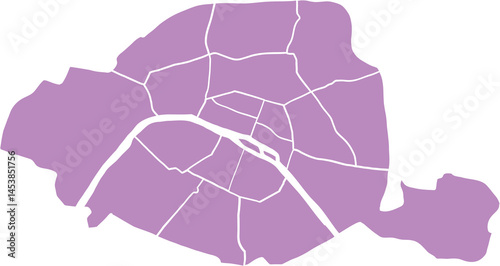 Canvas Print Doodle freehand drawing of Paris city map.