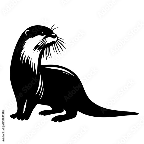 Elegant Otter Silhouette: Wildlife Vector Graphic