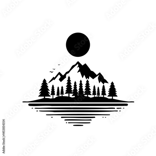 Majestic Mountain Landscape: Black and White Nature Art