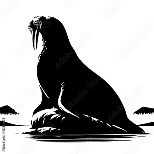 Majestic Walrus Silhouette in Arctic Waters