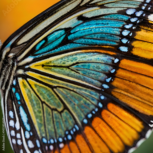 Close-up of Butterfly Wings Highlighting Delicate Veins and Vibrant Patterns