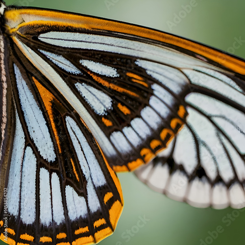 Close-up of Butterfly Wings Highlighting Delicate Veins and Vibrant Patterns