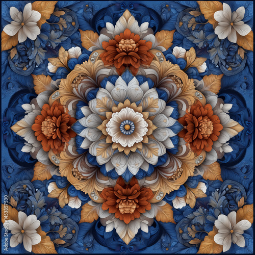 Floral pattern with intricate design and vibrant colors