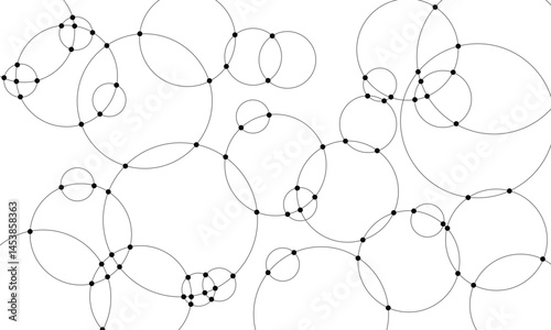 Abstract background with intersecting rings, circles and dots. Connection circles background. Minimal abstract background. Vector Illustration .EPS 10 .