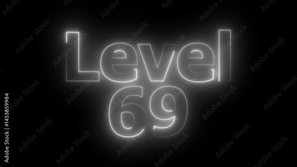 Level 69 animation by white color neon on black background. Level 69 animation by white color neon on black background.