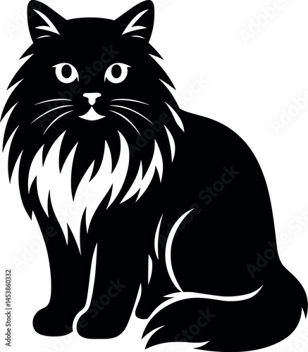 Cat vector black silhouette print design