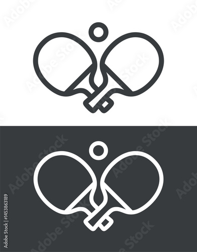The table tennis (ping pong) racket icon. A symbol of a sport, game, or match. Sports equipment. An attribute of a championship or an athlete.