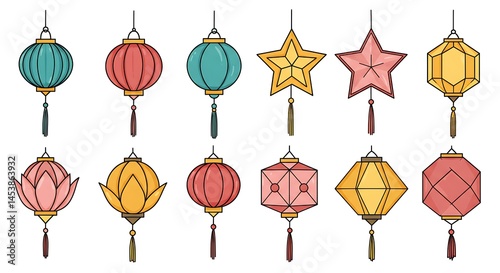 Colorful Asian-Inspired Lanterns for Festive Designs