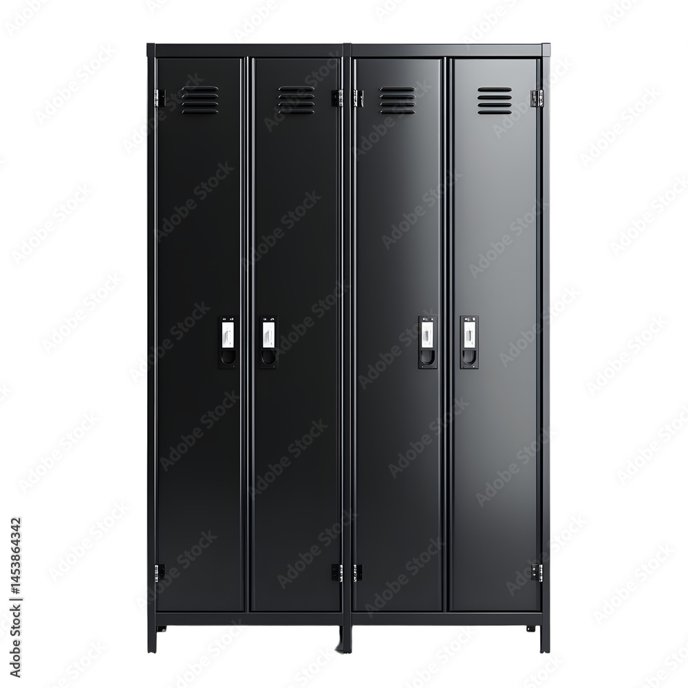 lockers black, on a white background, front view lockers black, on a white background, front view