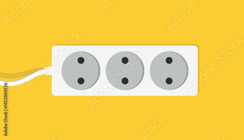 Multi-socket adapter, electrical extension cord. Electrical network. Vector illustration, suitable for electrical network concepts.