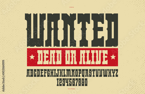 Bold serif typeface in old vintage American style, wild west, saloon and western style modern new vector font for logos and emblems, display font for posters and headlines, titles and slogans.