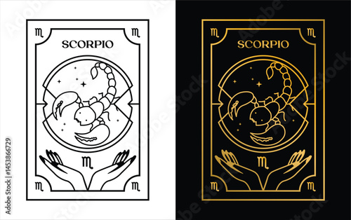 Scorpio horoscope card zodiac vector design