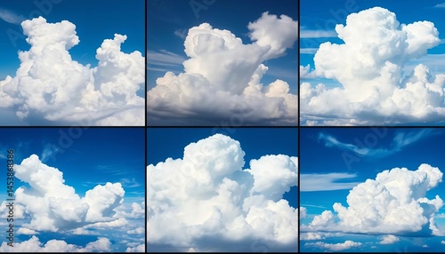 Thirty-six diverse cloud formations, various shapes and sizes, high-resolution images, nature, nimbus