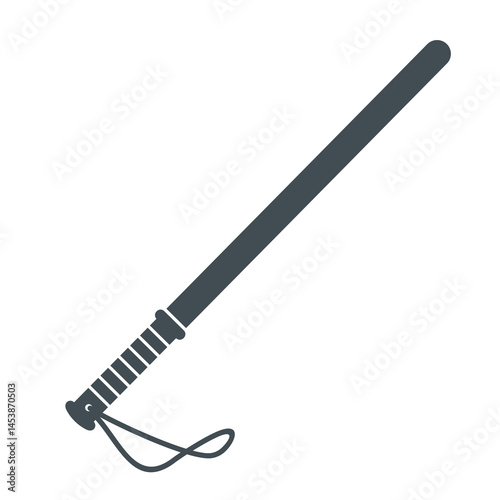 Police baton icon. Symbol of police or security, law and order. Rubber baton (stick), attribute of law enforcement agencies.