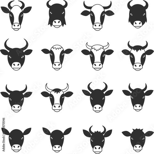 set of cow animal icons