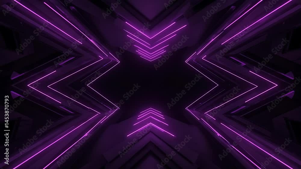 Futuristic abstract design with glowing purple lines creating a dynamic visual tunnel effect