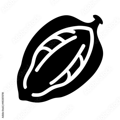 cacao pod silhouette on transparent background for web and graphic design