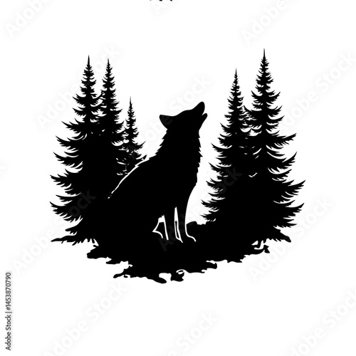 Outline of hallowing wolf image vector 