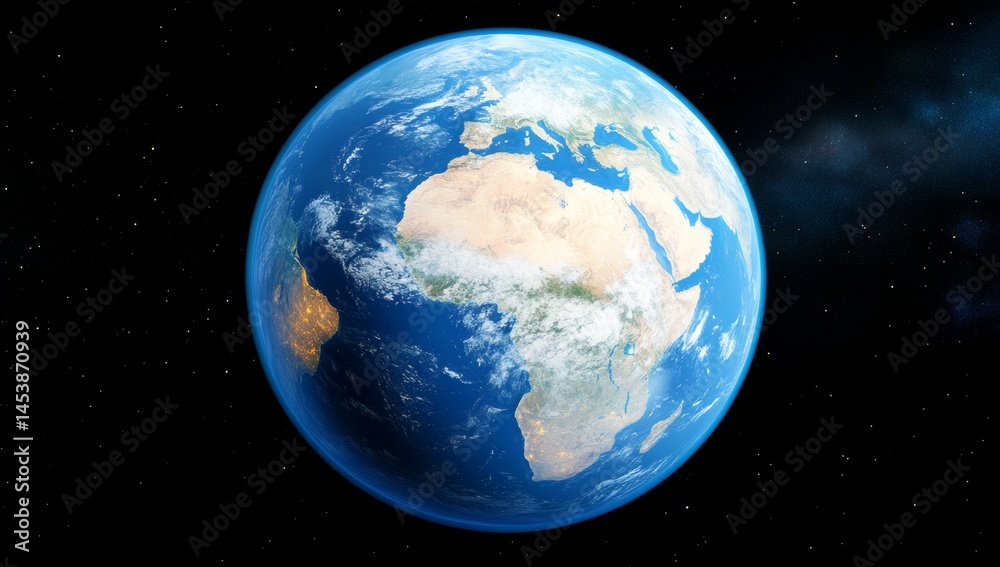 Obraz premium Earth from Space Highlighting Africa and Europe