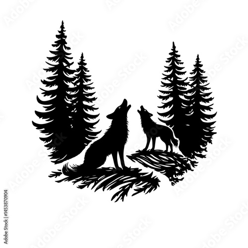 Outline of hallowing wolf image vector 