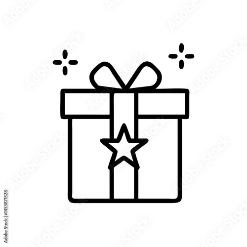 gift box with star on transparent background for web and graphic design