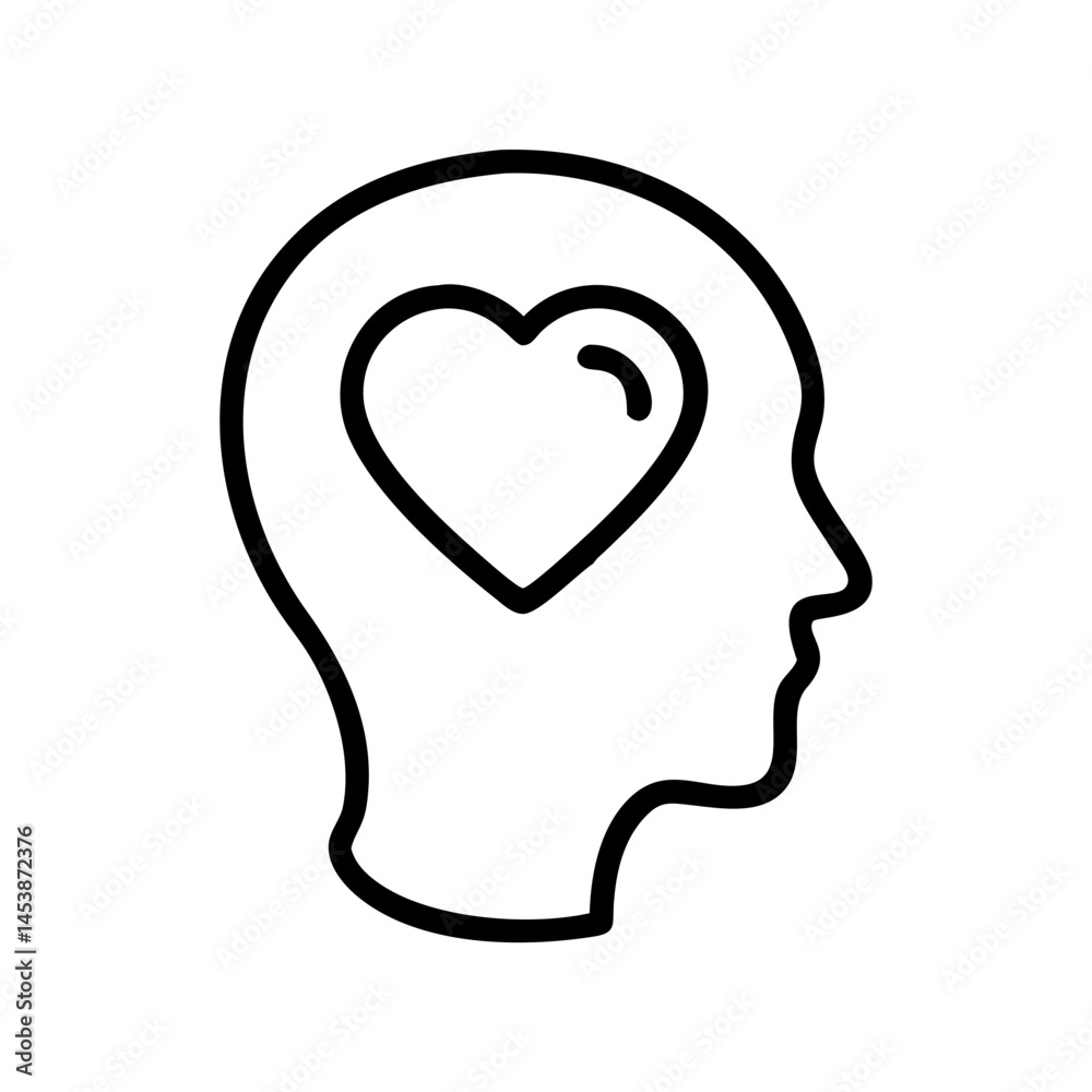 head with heart on transparent background for web and graphic design head with heart on transparent background for web and graphic design