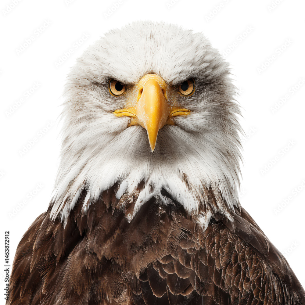 Majestic American Eagle Portrait - A Powerful Symbol of Nature , isolated on white background PNG Majestic American Eagle Portrait - A Powerful Symbol of Nature , isolated on white background PNG