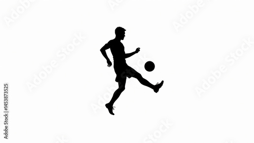 Soccer Player Silhouette Kicking Ball