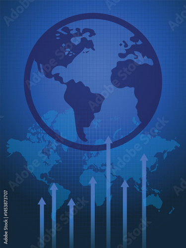 Blue gradient business financial rising trend material vector background