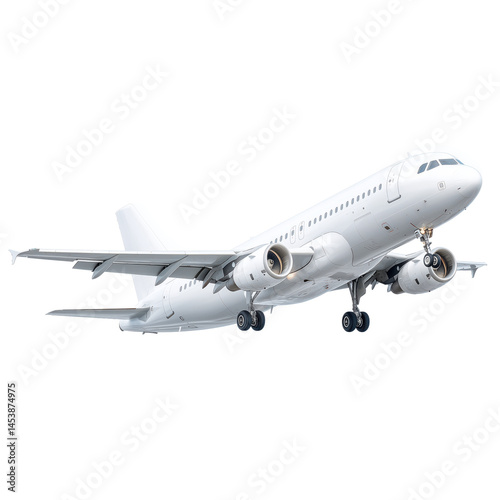 Majestic White Airplane Taking Flight: A Stunning Aerial View , isolated on white background PNG