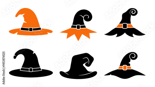 set of halloween hats vector on tranparent background