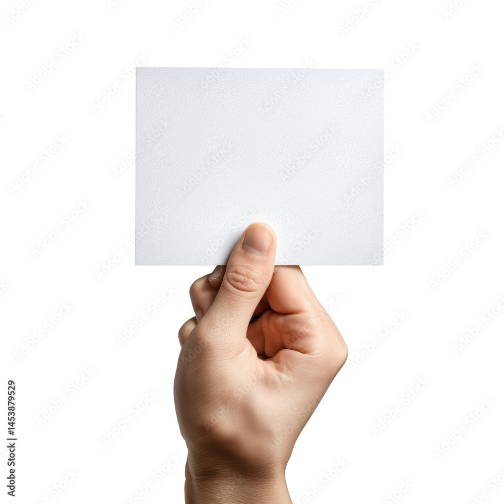 Obraz premium Blank White Card Held in Hand - A Versatile Presentation Template , isolated on white background PNG