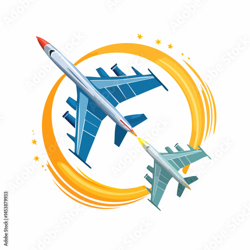 Image of fighter plane with sonic boom on white isolated background generated with AI