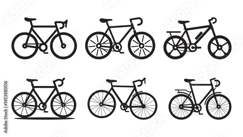 Collection of bicycle vector illustration, set of bicycle icons