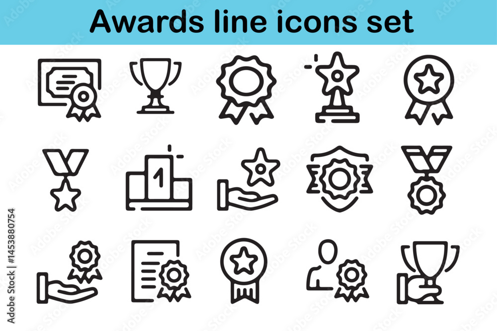 Awards line icons set Awards line icons set