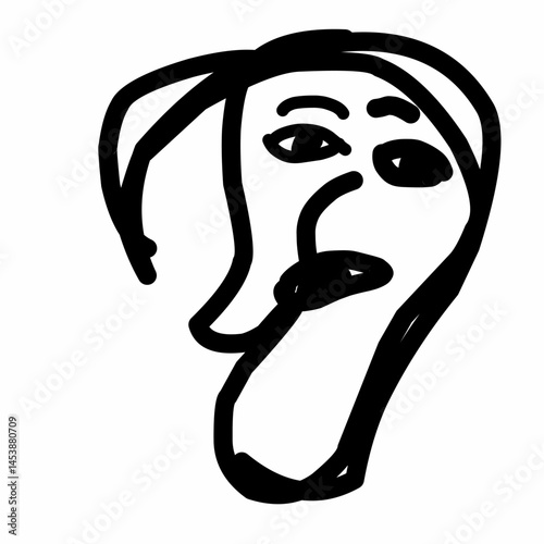 Abstract grunge line minimalist brush face. Abstract face portrait, Modern contemporary art, trendy continuous drawing. Cubism artistic linear portrait.