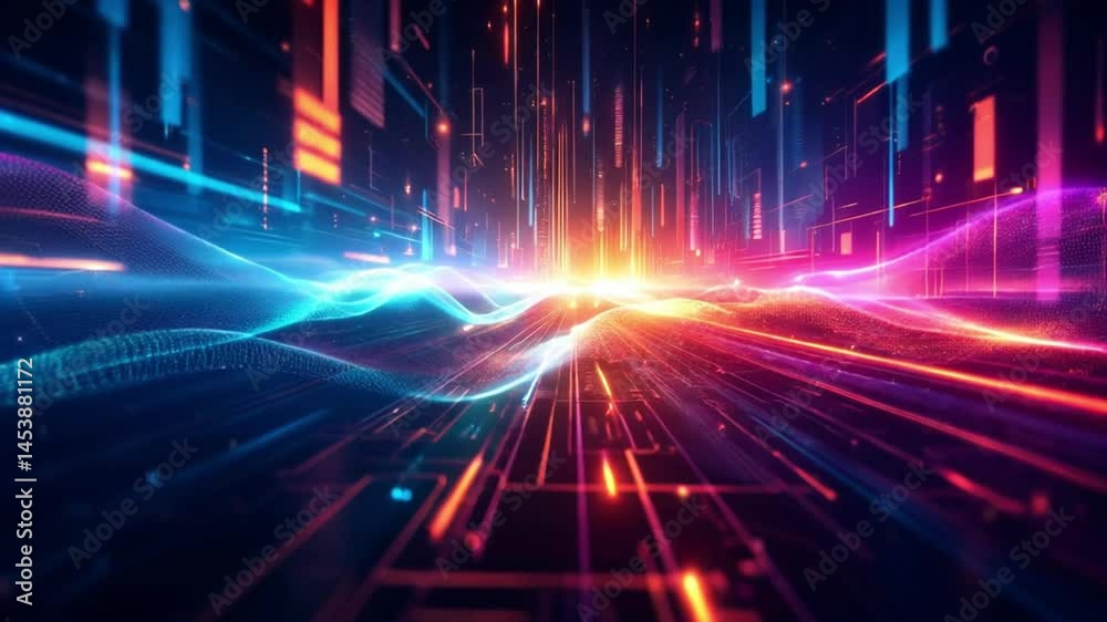 Futuristic Cyberpunk-Inspired Abstract Background Animation