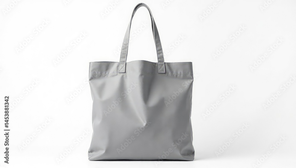 Stylish grey canvas shopper bag, studio shot on white , casual, lightweight Stylish grey canvas shopper bag, studio shot on white , casual, lightweight
