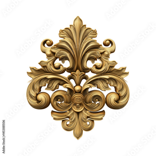 Exquisite Gold Ornament Design for Architectural Detailing , isolated on white background PNG