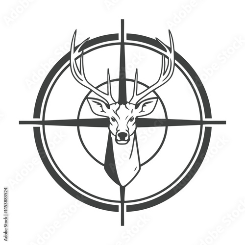 Deer Hunting Target Icon with Crosshairs and Antlers