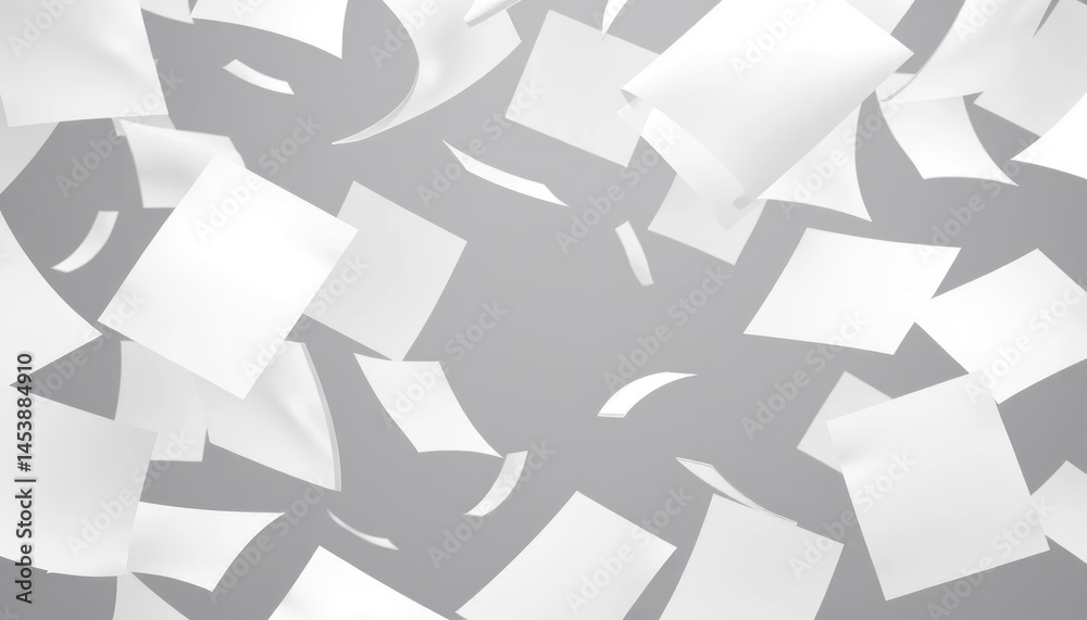 Fototapeta premium Floating Paper Sheets Against Subtle Backdrop Creates Dynamic Effect