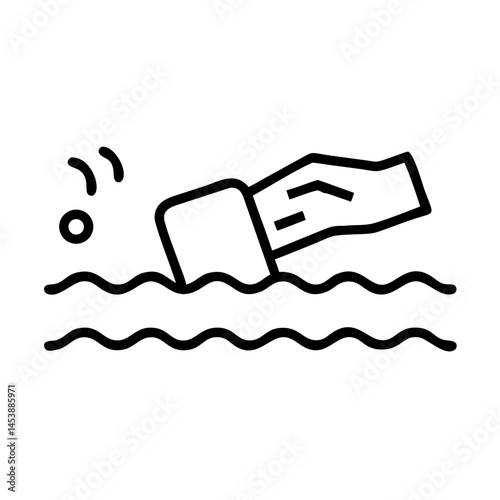 Hand dropping waste into dirty water  