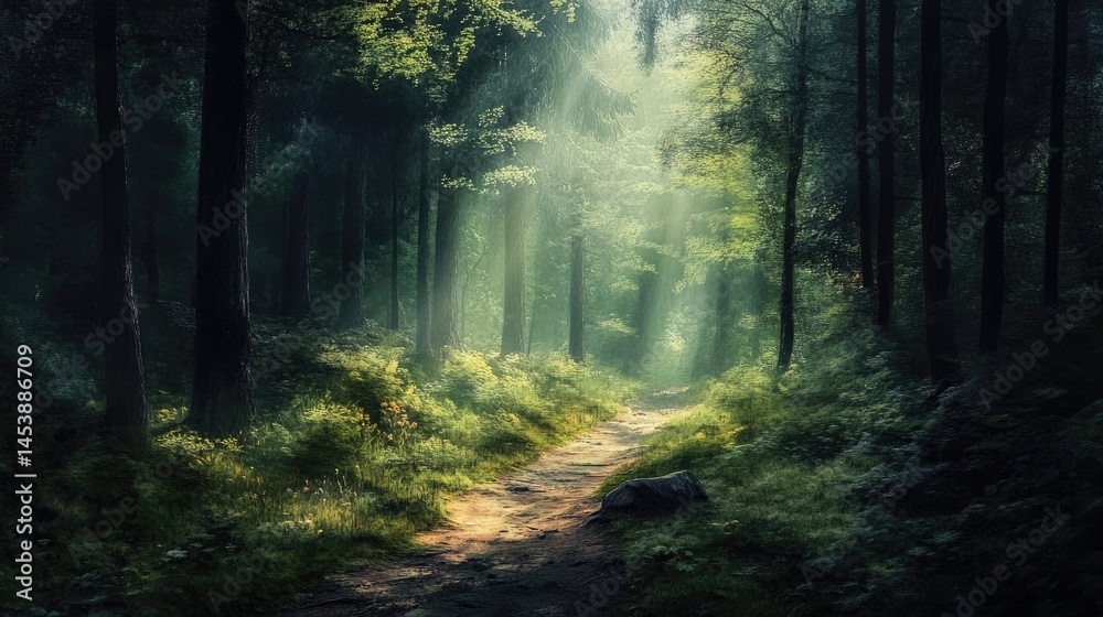 Fototapeta premium Sunlit forest path