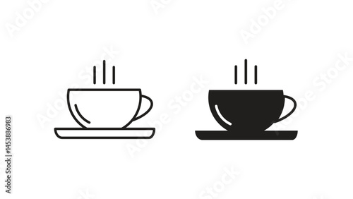 Minimalist Coffee Cup Icons Set - Vector Illustration