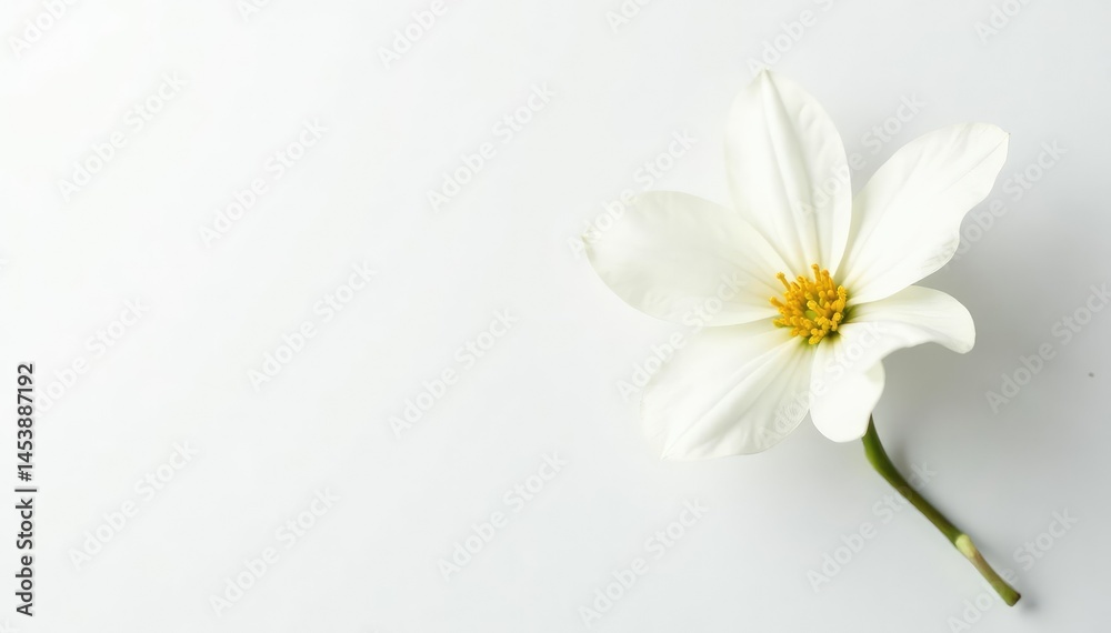 Obraz premium Delicate white flower blossom against pure white backdrop, tranquil, bloom